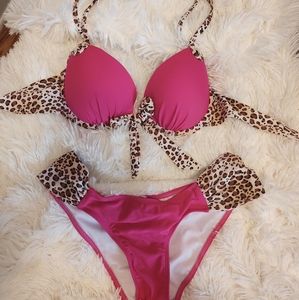 Hot pink cheetah print bikini
